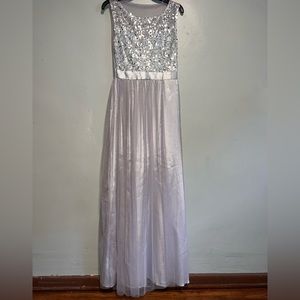 Silver sequence girl’s bridesmaids dress!